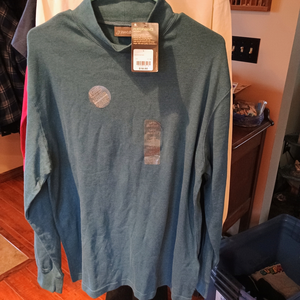 St. John's Bay Teal Long Sleeve Top M9ck Neck